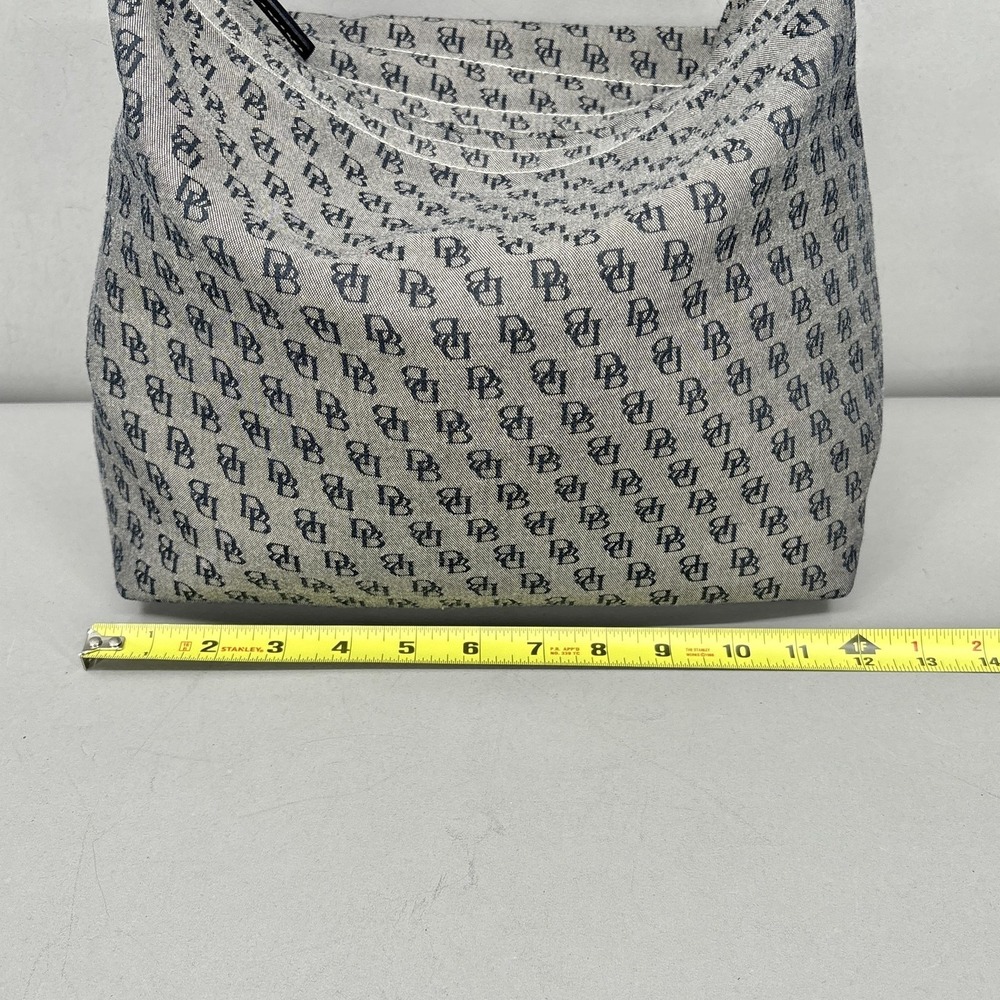 Dooney & Bourke Shoulder Bag Womens Medium Gray Monogram Canvas Leather Zip - Picture 5 of 12